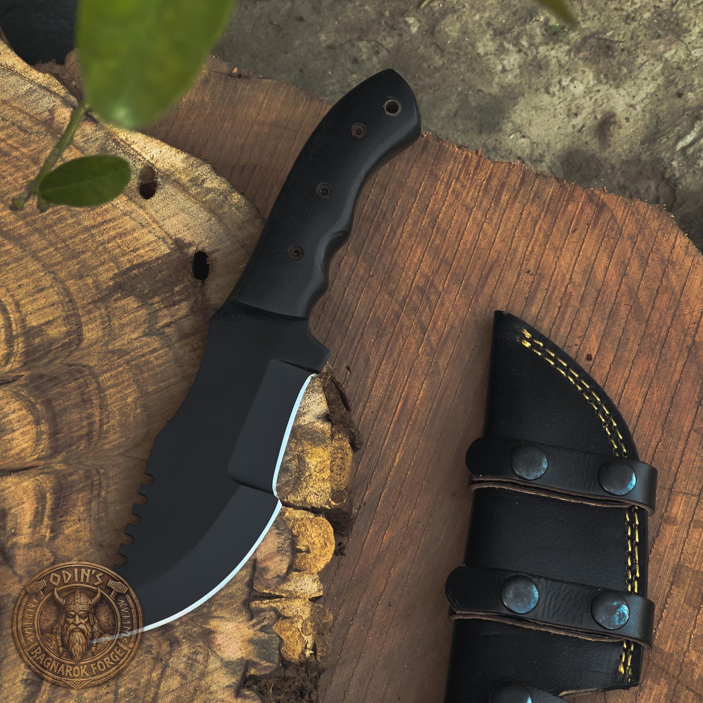 Handmade Midgard Tracker Field Tool | Fixed Blade Outdoor Survival Knife | Black Ergonomic Grip